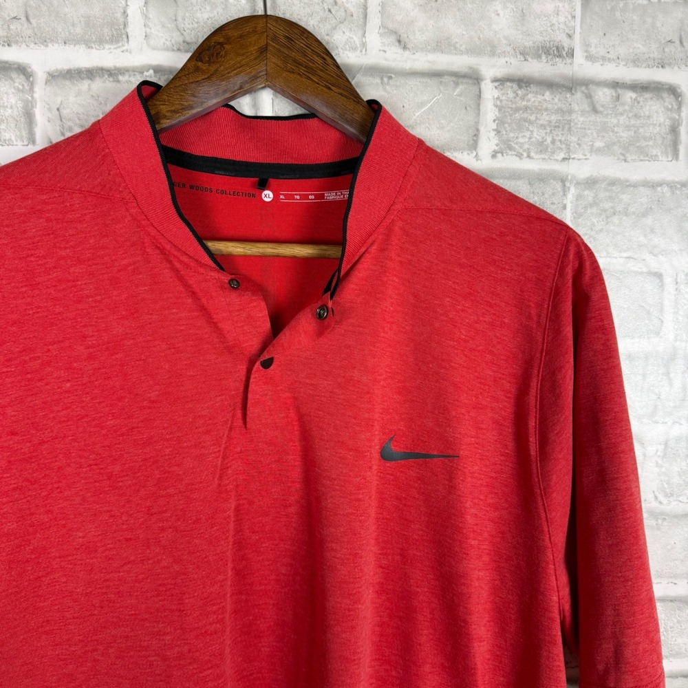 Nike Golf Tiger Woods Red Dri-FIT Velocity Max Blade Collar Polo Shirt XL 726187